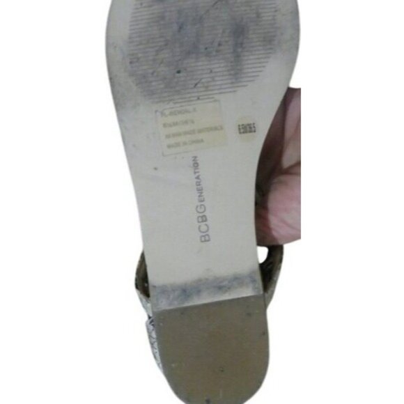 BCBG BCBGeneration Ginger Sequined Ankle Cuff Back Zip T-Strap Sandal Size 6.5 - Picture 9 of 11